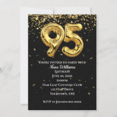 Gold Foil Balloons 95th Birthday Party Invitation Kaart (Voorkant)