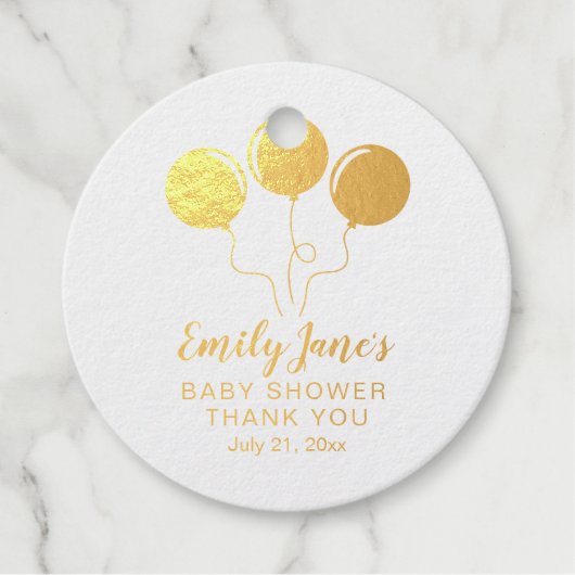 Gold Foil Balloons Baby shower Favor Gift Label (Voorkant)