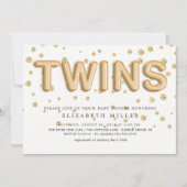 Gold Foil Balloons TWINS Baby shower Invitation Kaart (Voorkant)