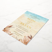 Gold Foil Beachy Boho Bohemian Beach Wedding Folie Uitnodiging (Gedraaid)