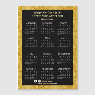 Gold Foil Beauty Salon Mini Kalender 2019