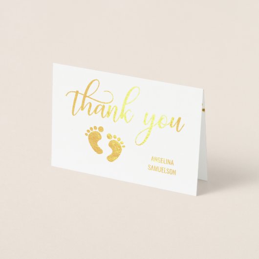 Gold FOIL BEDANKT Baby shower | FOTO Folie Kaarten (Voorkant)
