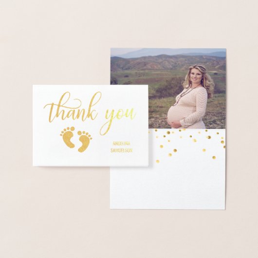 Gold FOIL BEDANKT Baby shower | FOTO Folie Kaarten (Display)