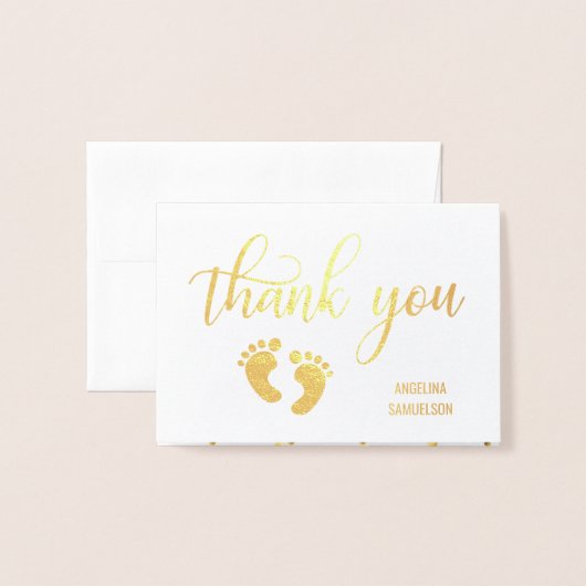 Gold FOIL BEDANKT Baby shower | FOTO Folie Kaarten (Voorkant met envelop)