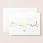 Gold Foil Bedankt dat je mijn bruidsmeisje hart be Folie Kaarten (Voorkant met envelop)