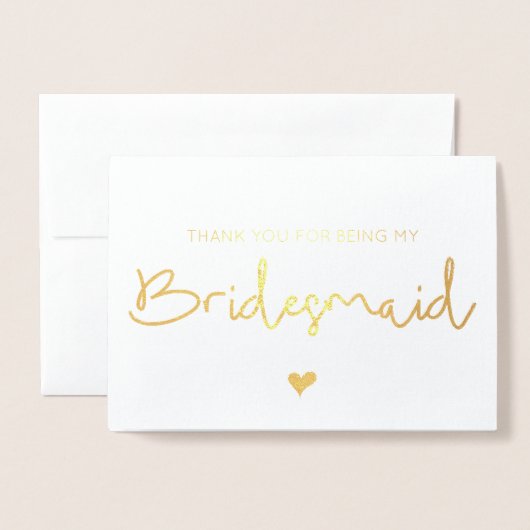 Gold Foil Bedankt dat je mijn bruidsmeisje hart be Folie Kaarten (Voorkant met envelop)