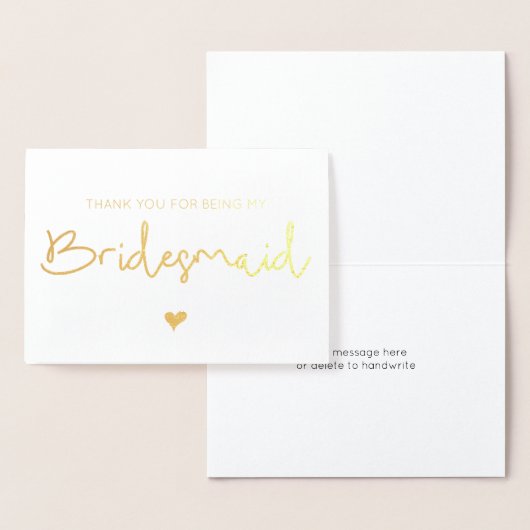 Gold Foil Bedankt dat je mijn bruidsmeisje hart be Folie Kaarten (Display)