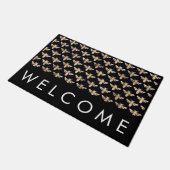 Gold Foil Bee Print Welcome Mat (Schuin)
