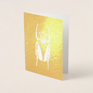 Gold Foil Beetle Wenskaart Folie Kaarten