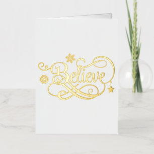Gold Foil Believe kerstKaart Folie Feestdagenkaart