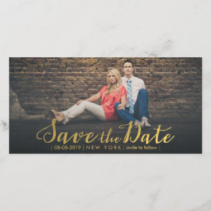 Gold Foil Bespaar de Datum Bedekte Fotokaarten Save The Date