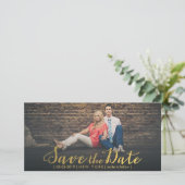 Gold Foil Bespaar de Datum Bedekte Fotokaarten Save The Date (Staand voorkant)