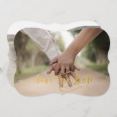 Gold Foil Bespaar onze datum Save The Date (Voorkant / Achterkant)