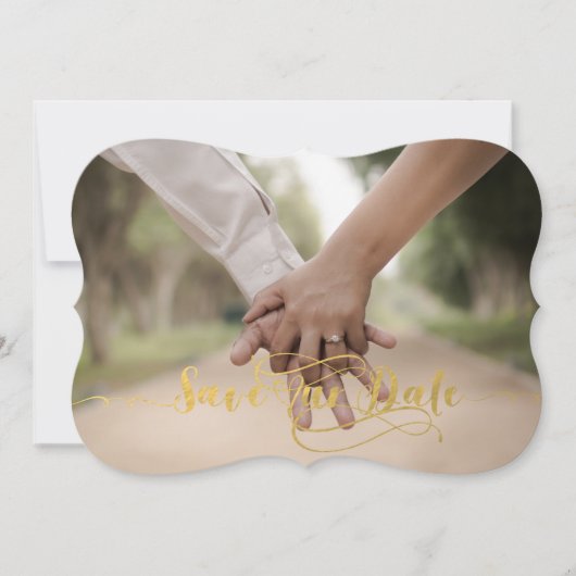 Gold Foil Bespaar onze datum Save The Date (Voorkant)