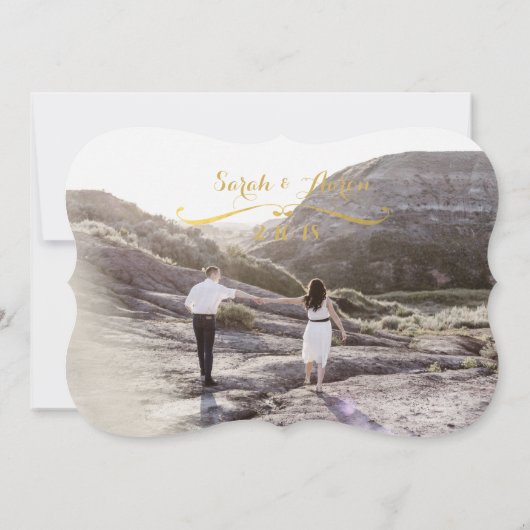Gold Foil Bespaar onze datum Save The Date (Achterkant)