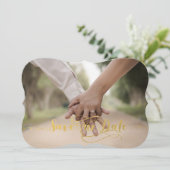 Gold Foil Bespaar onze datum Save The Date (Staand voorkant)