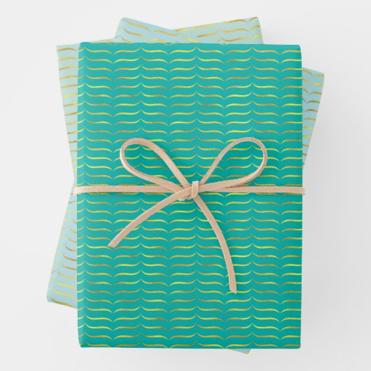 Gold Foil beugels Groene gekleurde achtergronden Inpakpapier Vel (In situ)