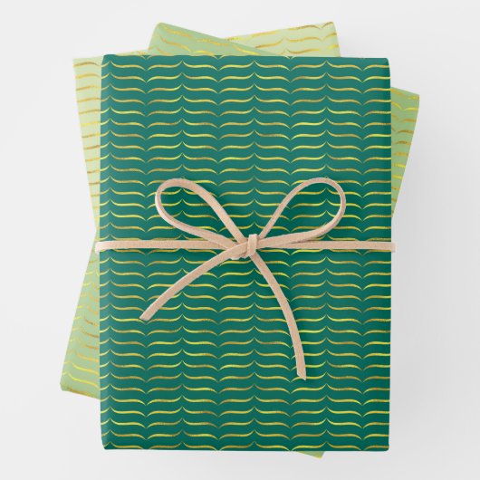 Gold Foil beugels Groene gekleurde achtergronden Inpakpapier Vel (In situ)