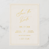 Gold Foil Bewaar de datum Modern Invitation Kaart (Voorkant)