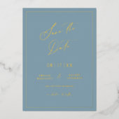 Gold Foil Bewaar de datum Modern Invitation Kaart (Voorkant)