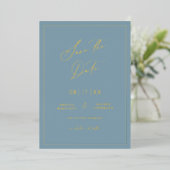 Gold Foil Bewaar de datum Modern Invitation Kaart (Staand Voorkant)