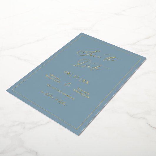 Gold Foil Bewaar de datum Modern Invitation Kaart (Gedraaid)