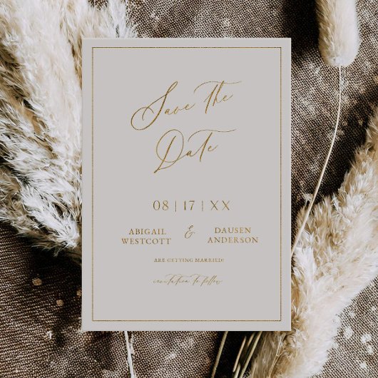 Gold Foil Bewaar de datum Modern Invitation Kaart