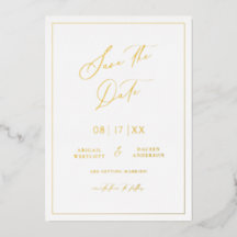 Gold Foil Bewaar de datum Modern Invitation Kaart
