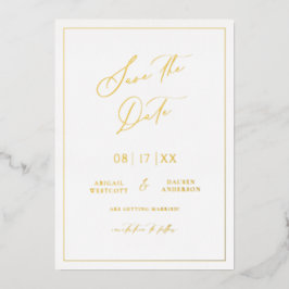Gold Foil Bewaar de datum Modern Invitation Kaart