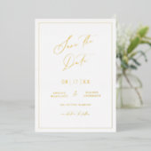 Gold Foil Bewaar de datum Modern Invitation Kaart (Staand Voorkant)