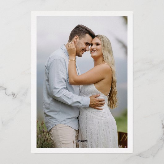 Gold Foil Bewaar de datum Modern Invitation Kaart (Achterkant)