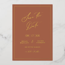 Gold Foil Bewaar de datum Modern Invitation Kaart