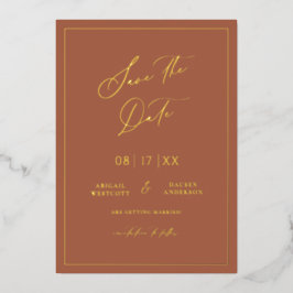 Gold Foil Bewaar de datum Modern Invitation Kaart