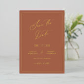 Gold Foil Bewaar de datum Modern Invitation Kaart (Staand Voorkant)