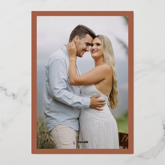 Gold Foil Bewaar de datum Modern Invitation Kaart (Achterkant)