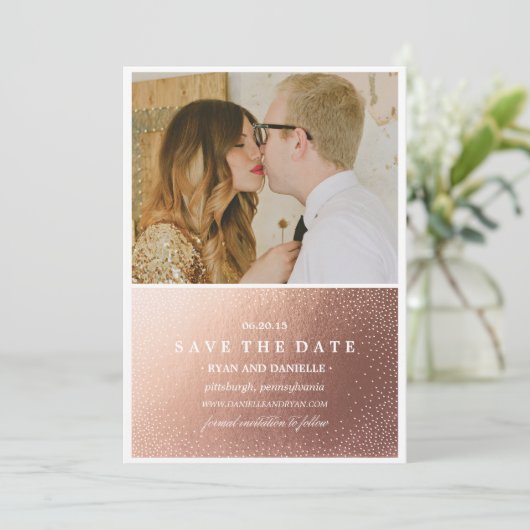 GOLD FOIL BEWAREN DE DATUM sparen de Mededeling va Save The Date (Staand voorkant)