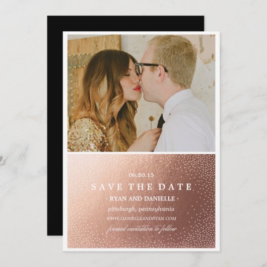 GOLD FOIL BEWAREN DE DATUM sparen de Mededeling va Save The Date (Voorkant / Achterkant)