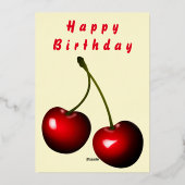 Gold Foil Birthday Kaart met Red en Golden Cherry (Achterkant)