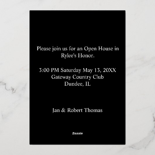 Gold Foil Black Background Afstuderen Notice Folie Feestdagenkaart (Achterkant)