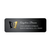Gold Foil & Black Butterfly Return Address Label (Voorkant)