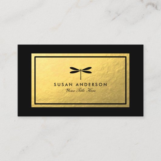 Gold Foil Black Dragonfly Visitekaartje (Voorkant)