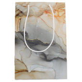 Gold Foil Black Oranje Abstracte marmer Medium Cadeauzakje (Voorkant)