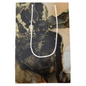 Gold Foil Black Oranje Abstracte marmer Medium Cadeauzakje (Achterkant)
