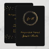 Gold Foil Black Sparkle Glamour Circle Invitaties Kaart (Voorkant / Achterkant)