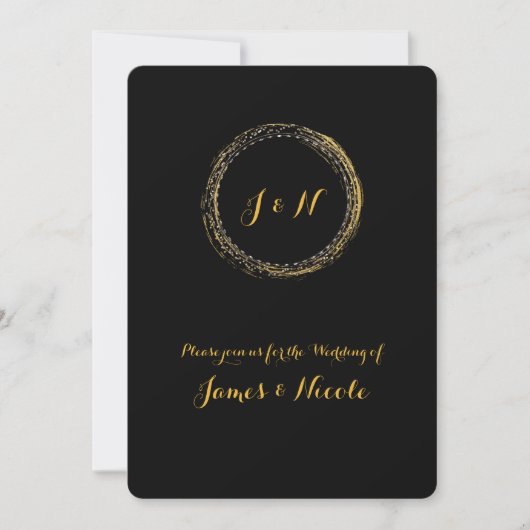 Gold Foil Black Sparkle Glamour Circle Invitaties Kaart (Voorkant)
