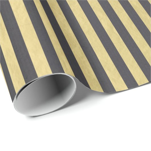 Gold Foil Black Stripes Pattern Cadeaupapier (Rol Hoek)