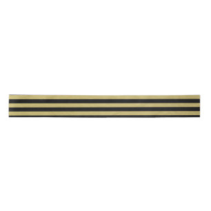 Gold Foil Black Stripes Pattern Satijnen Lint