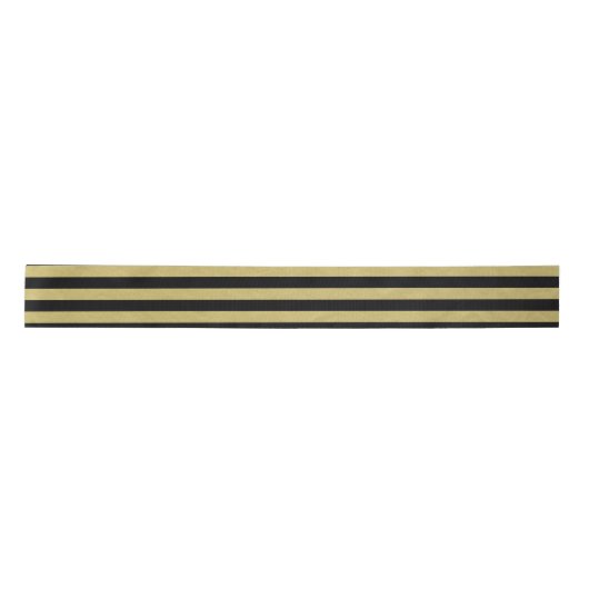 Gold Foil Black Stripes Pattern Satijnen Lint (Voorkant)