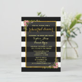 Gold Foil Black Stripes repetitie Diner Uitnodigen Kaart (Staand voorkant)