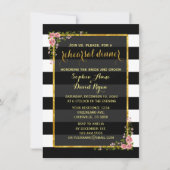 Gold Foil Black Stripes repetitie Diner Uitnodigen Kaart (Voorkant)